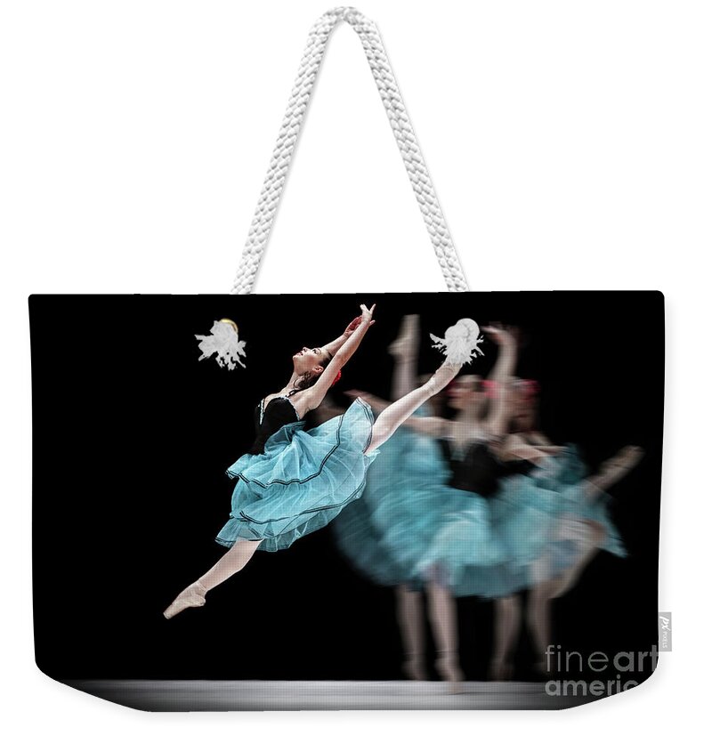Ballet Weekender Tote Bag featuring the photograph Blue dress dance by Dimitar Hristov