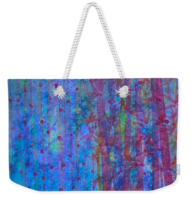 Nature Weekender Tote Bag featuring the painting Blue evening by Wonju Hulse