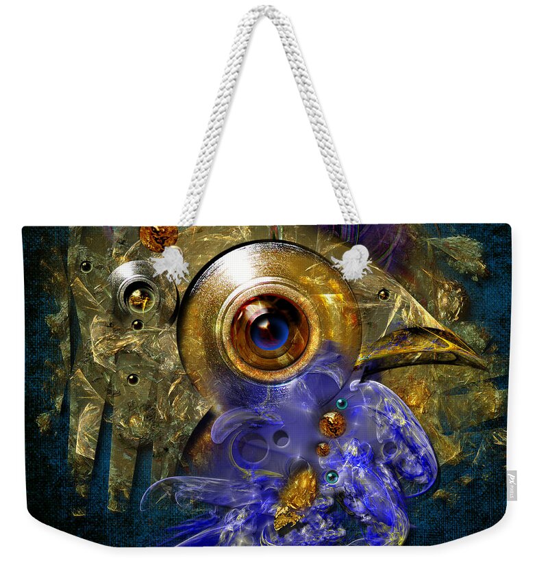 Animals Weekender Tote Bag featuring the painting Blue eyed bird by Alexa Szlavics