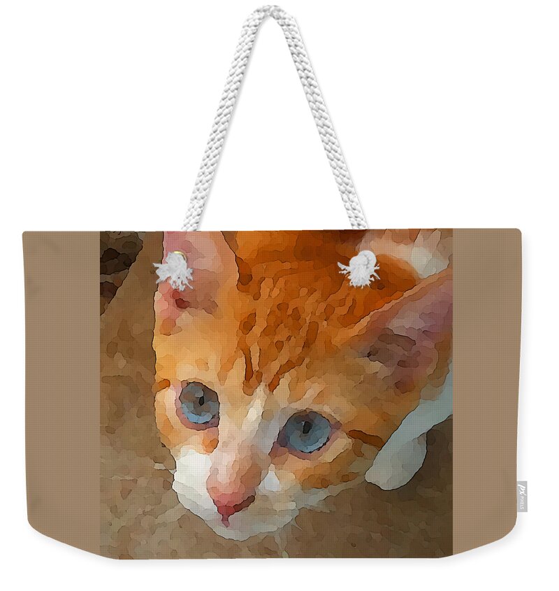 Impressionist Weekender Tote Bag featuring the digital art Blue eyed Punk by Shelli Fitzpatrick