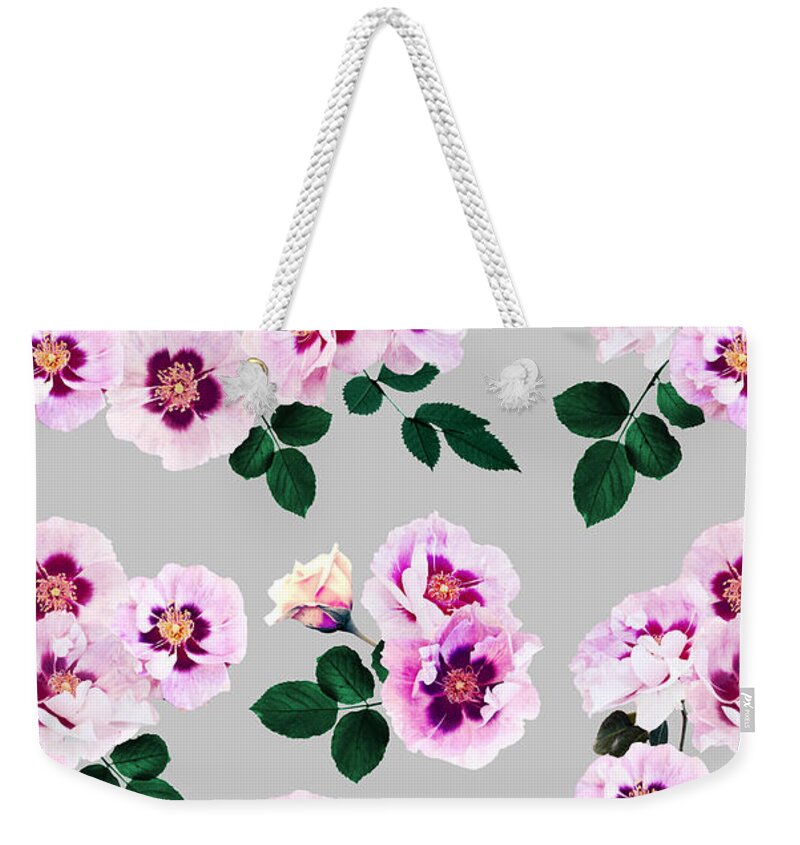 Blue Weekender Tote Bag featuring the mixed media Blue Eyes Roses by Emanuela Carratoni