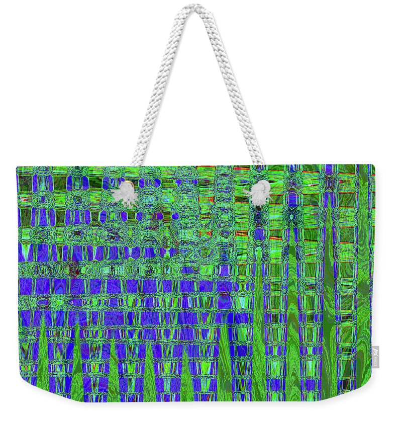 Abstract Weekender Tote Bag featuring the digital art Blue for Green by Philip Brent
