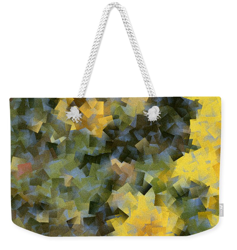Abstract Weekender Tote Bag featuring the digital art Sunflower Fields Abstract Squares Part 3 by Jason Freedman