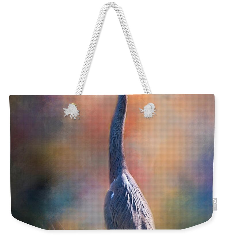 Blue Heron Weekender Tote Bag featuring the photograph Blue Heron in the Marsh by Lynn Bauer