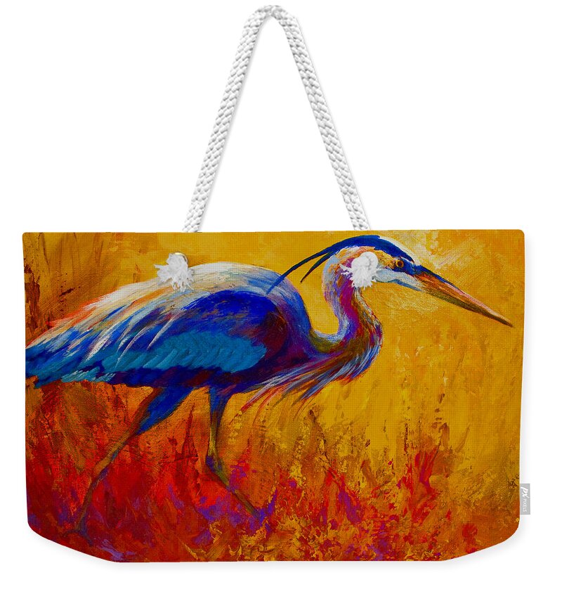 Heron Weekender Tote Bag featuring the painting Blue Heron by Marion Rose