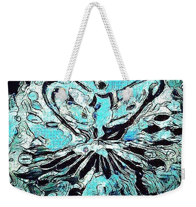 Blue Ice Weekender Tote Bag featuring the drawing Blue Ice by Brenae Cochran