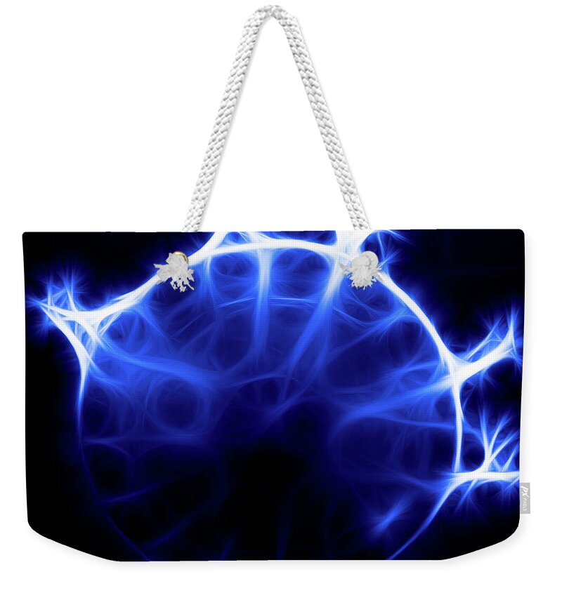 Blue Weekender Tote Bag featuring the photograph Blue Jelly Fish by Joann Copeland-Paul