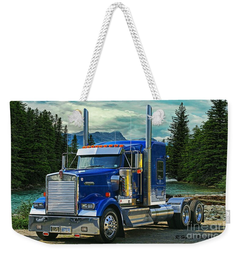 Trucks Weekender Tote Bag featuring the photograph Blue Kenworth at Banff by Randy Harris