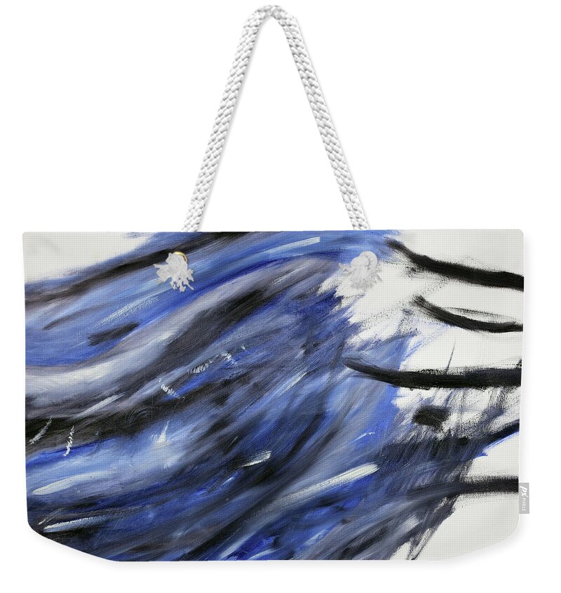 Blue Weekender Tote Bag featuring the painting Blue Mark by K R Burks