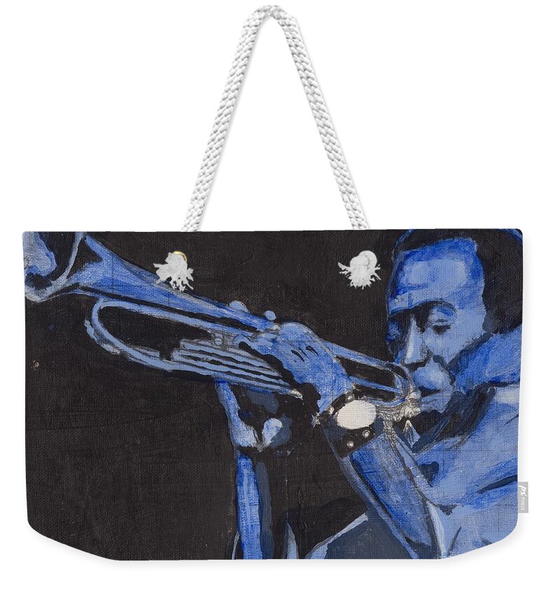 Miles Davis Weekender Tote Bag featuring the painting Blue Miles by David Jackson