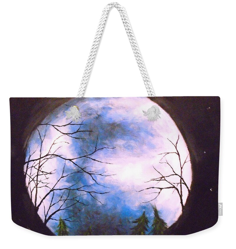 Full Moon Weekender Tote Bag featuring the painting Blue Moon by Jen Shearer
