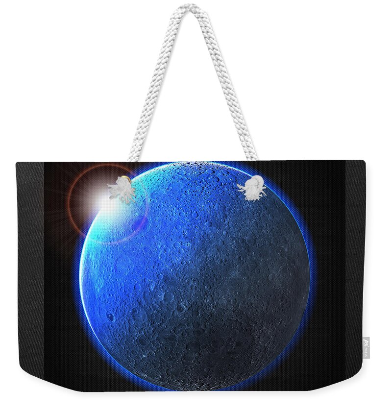 'the Space Odyssey' Collection By Serge Averbukh Weekender Tote Bag featuring the digital art Blue Moon - The Dark Side of the Moon by Serge Averbukh
