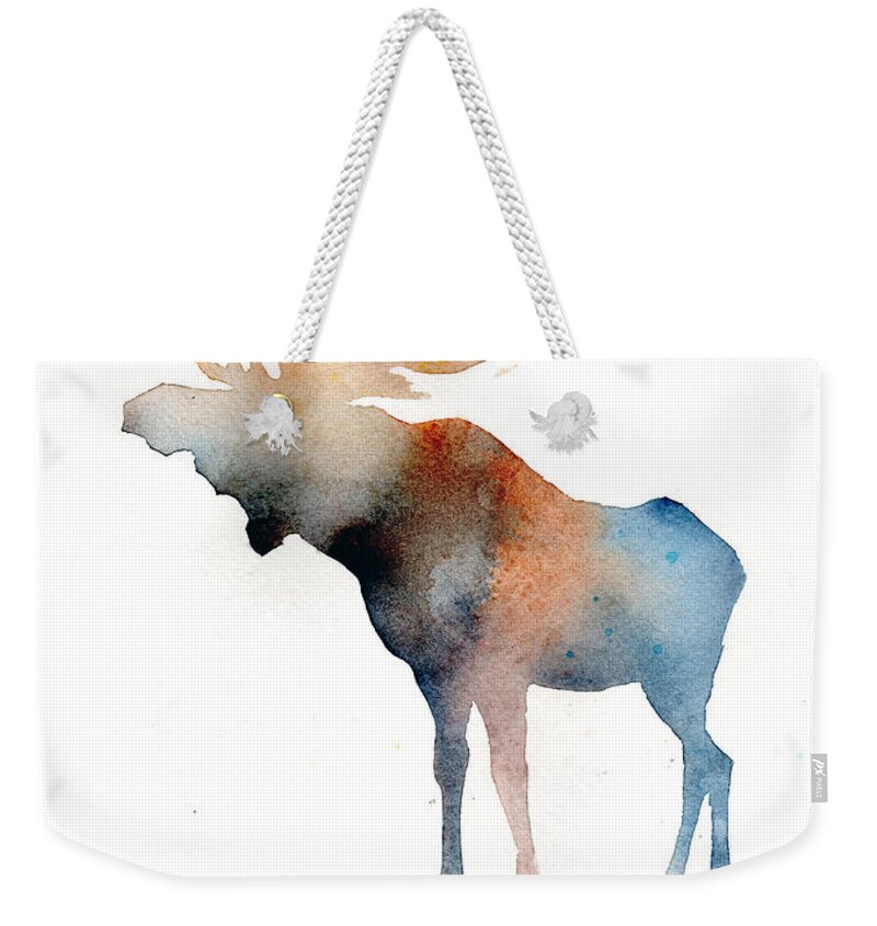 Moose Weekender Tote Bag featuring the painting Blue Moose by Sean Parnell