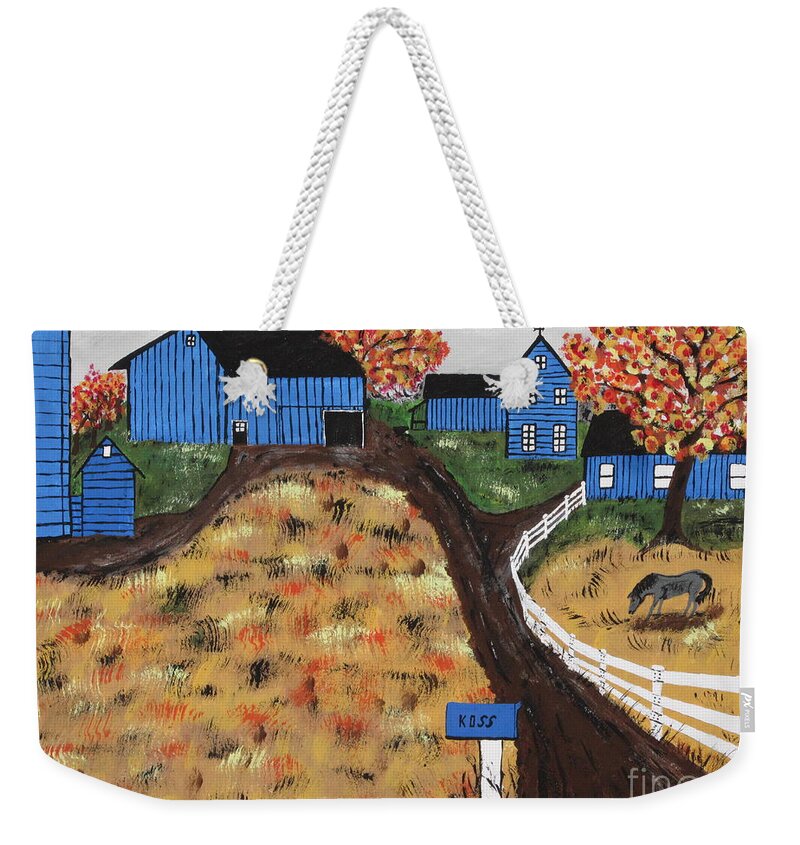 Blue Weekender Tote Bag featuring the painting Blue Mountain Farm by Jeffrey Koss