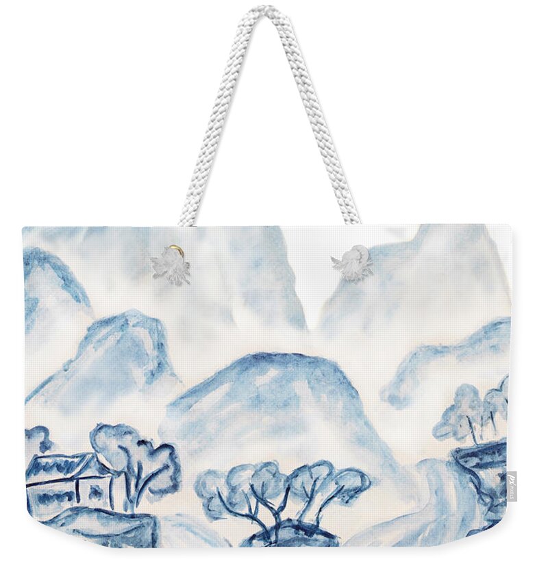 Art Weekender Tote Bag featuring the painting Blue mountains, painting by Irina Afonskaya