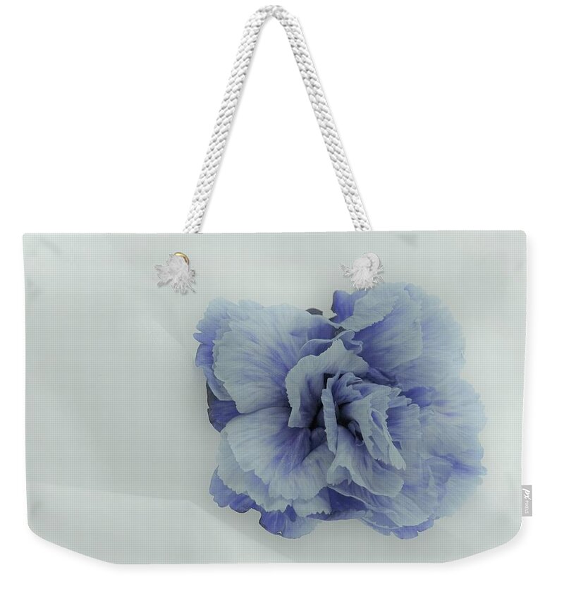  Purple Flower Weekender Tote Bag featuring the photograph Blue On Blue by Lori Lafargue