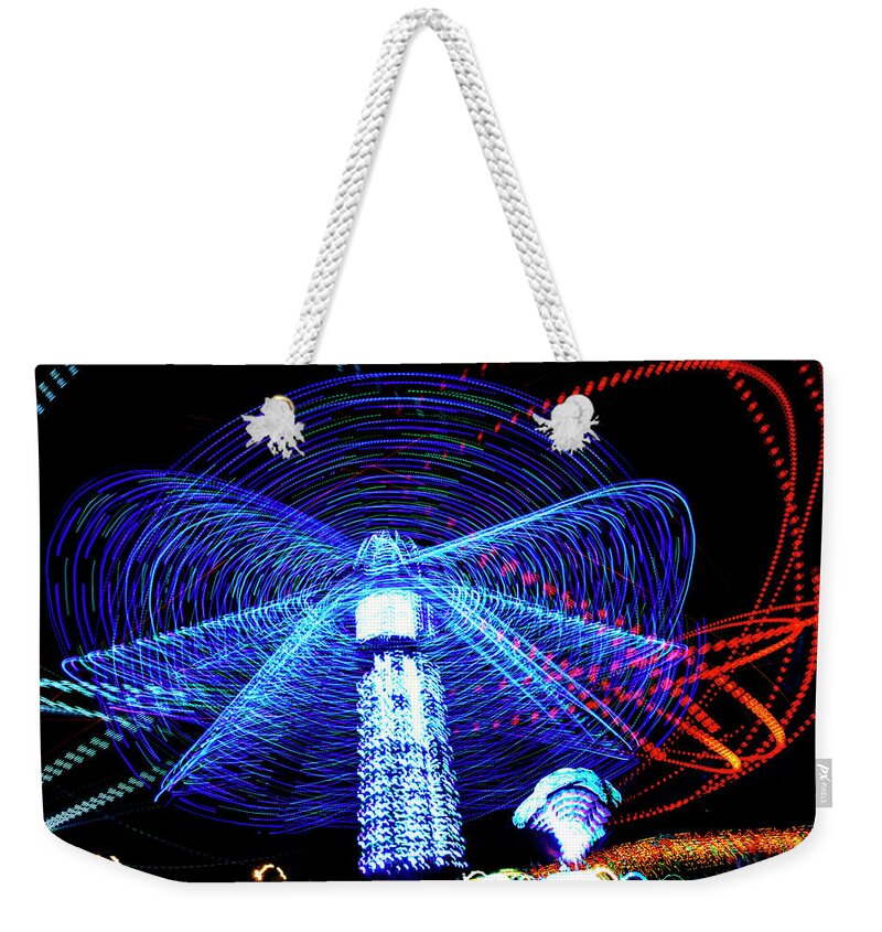 Carnival Weekender Tote Bag featuring the photograph Blue Orbs Abstract by Toni Hopper