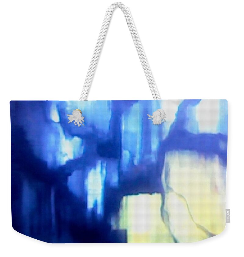 Abstract Weekender Tote Bag featuring the painting Blue Patterns by Denise F Fulmer