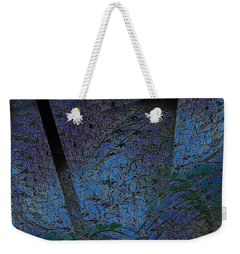 Abstract Weekender Tote Bag featuring the digital art Blue Reflection by Cooky Goldblatt