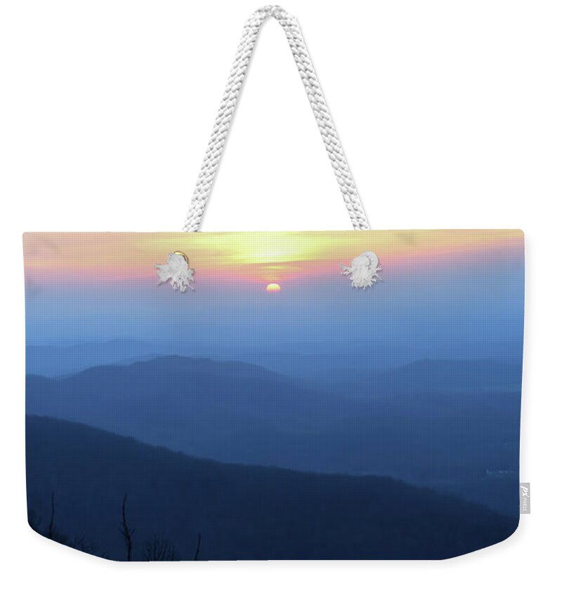 Sunrise Weekender Tote Bag featuring the photograph Blue Ridge Mountain Sunrise - Floyd Virginia by Kerri Farley