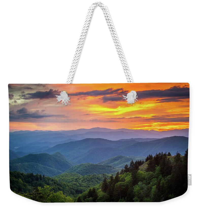 Landscape Weekender Tote Bag featuring the photograph Blue Ridge Parkway NC Taken By Surprise by Robert Stephens