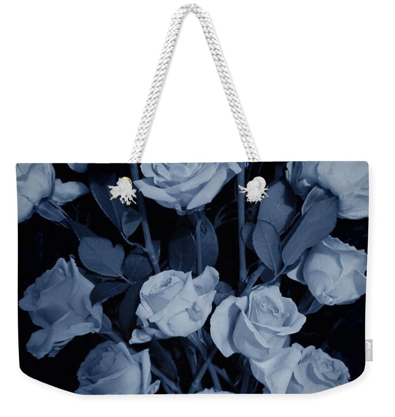 Floral Weekender Tote Bag featuring the photograph Blue Roses by Tara Shalton