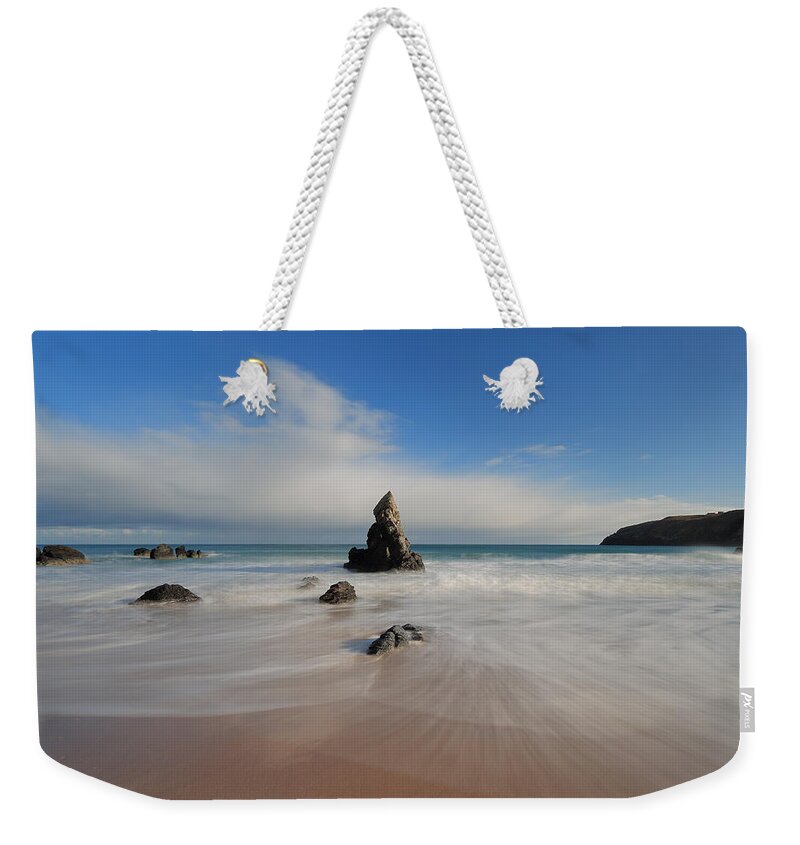 Durness Weekender Tote Bag featuring the photograph Blue Skies Above Sango Bay by Maria Gaellman