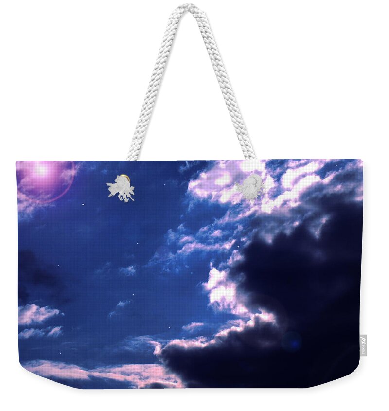 Moon Weekender Tote Bag featuring the photograph Blue Star Night by Jacob Folger