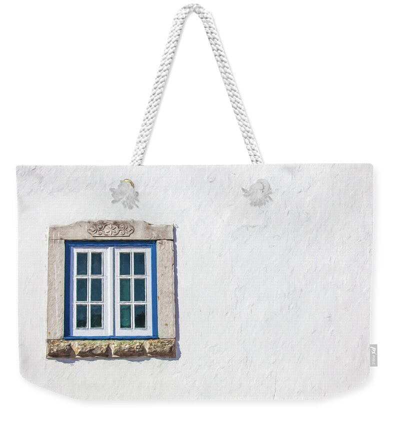 Europe Weekender Tote Bag featuring the photograph Blue Stone Window of Obidos by David Letts