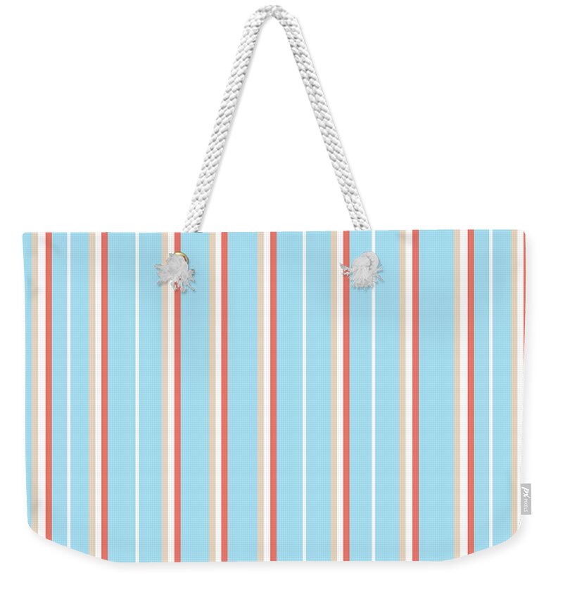 Blue Weekender Tote Bag featuring the mixed media Blue Stripe Pattern by Christina Rollo