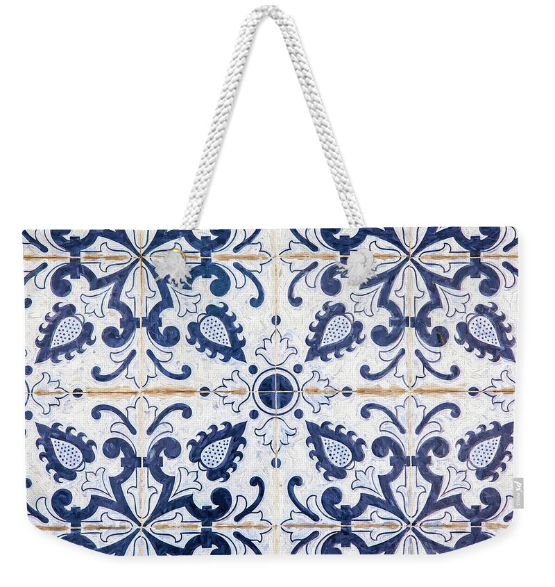 David Letts Weekender Tote Bag featuring the painting Blue Tile of Portugal by David Letts