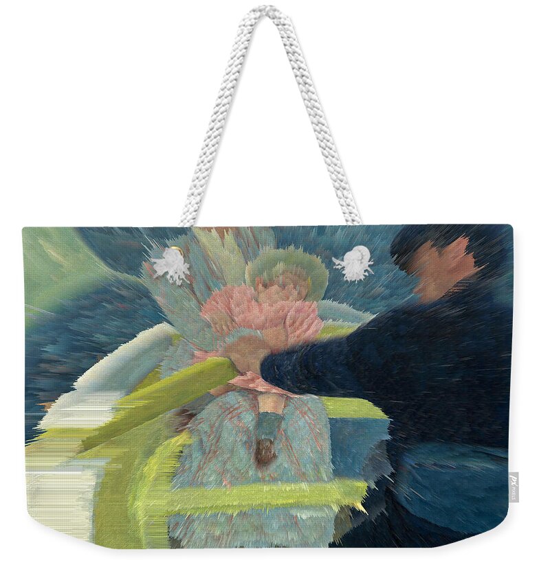 Abstract In The Living Room Weekender Tote Bag featuring the digital art Blue Waters by David Bridburg