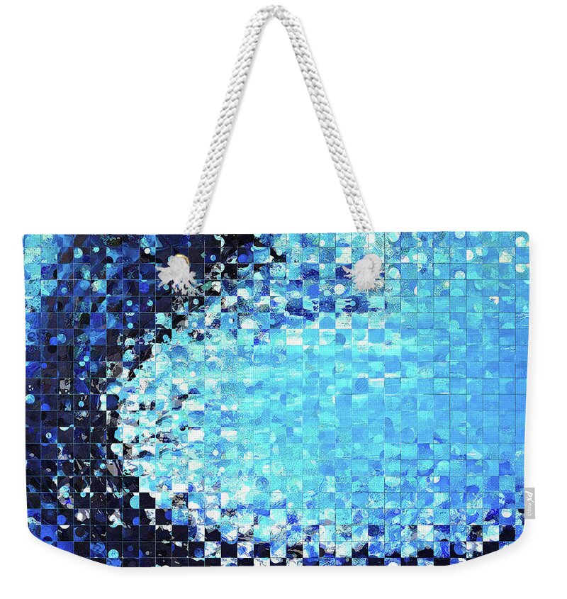 Blue Weekender Tote Bag featuring the painting Blue Wave Art - Pieces 7 - Sharon Cummings by Sharon Cummings
