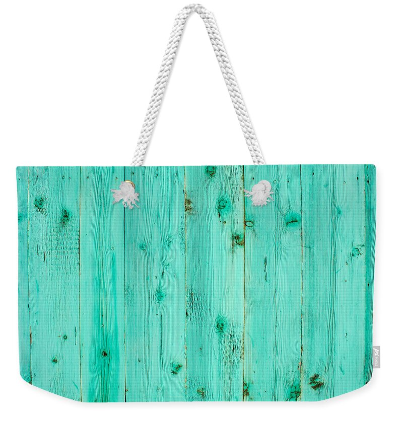 Wood Weekender Tote Bag featuring the photograph Blue Wooden Planks by John Williams