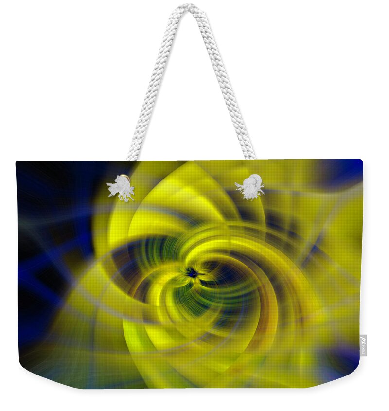 Abstract Weekender Tote Bag featuring the photograph Blue Yellow Abstraction by Cathy Donohoue