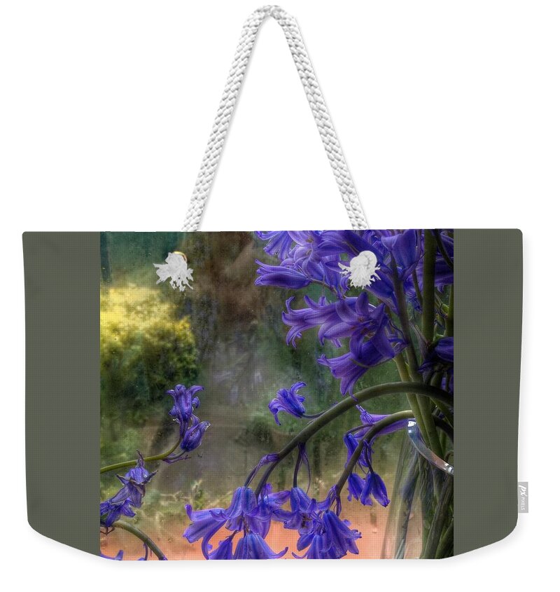 Bluebells Weekender Tote Bag featuring the photograph Bluebells in My Garden Window by Joan-Violet Stretch