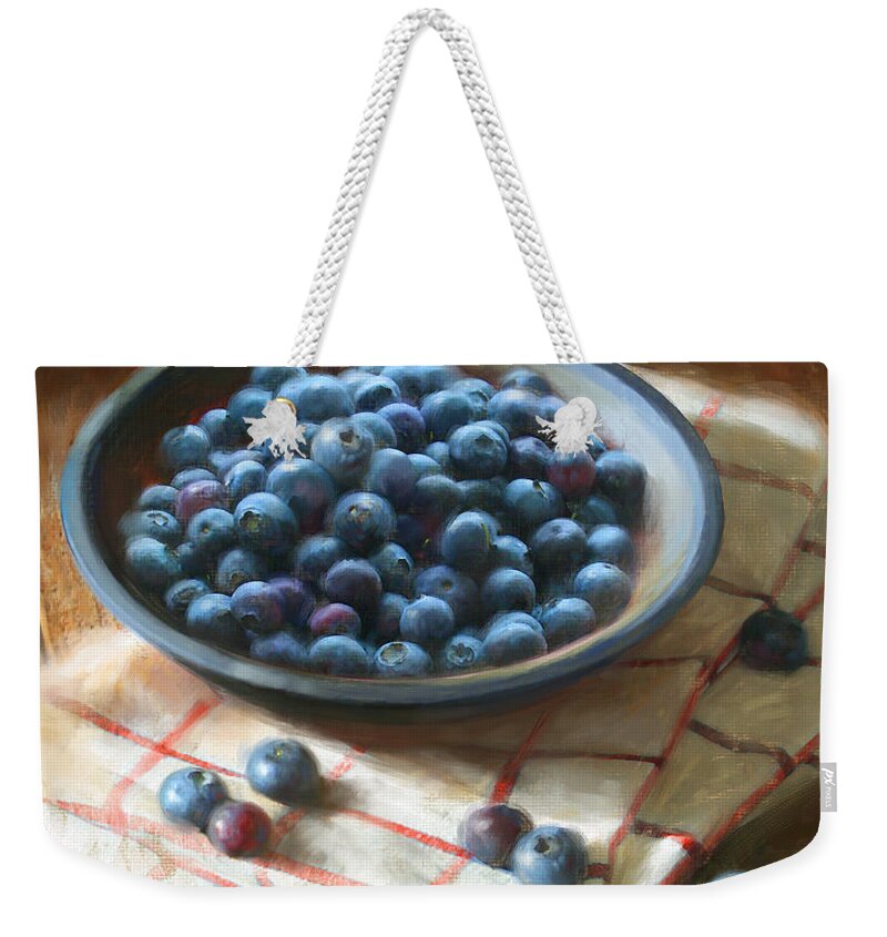 Blueberries Weekender Tote Bag featuring the painting Blueberries by Robert Papp