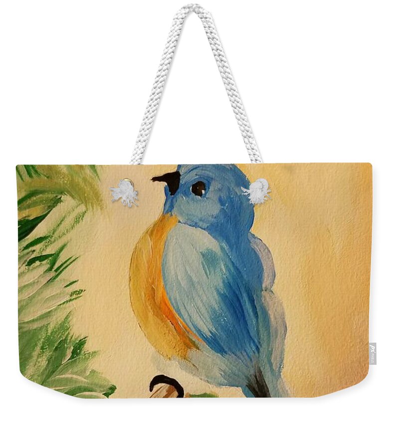 Bluebird Weekender Tote Bag featuring the painting Bluebird by Maria Urso