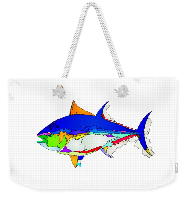 Fish Weekender Tote Bag featuring the digital art BlueFin Tuna by Rafael Salazar