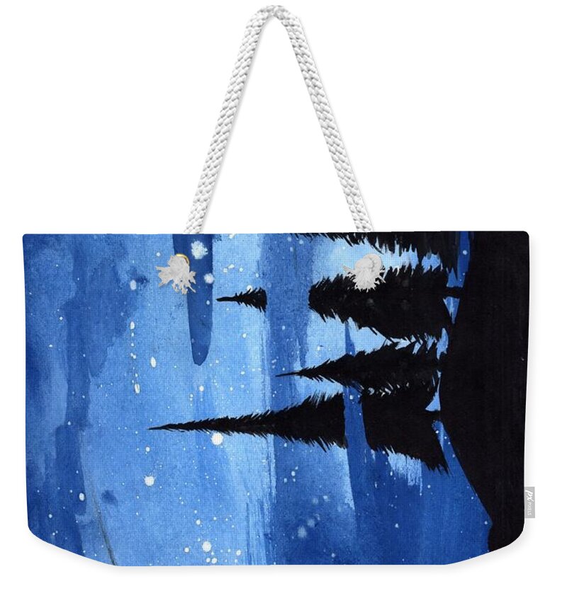 Landscape Weekender Tote Bag featuring the painting BlueNight by Dhruv Patel