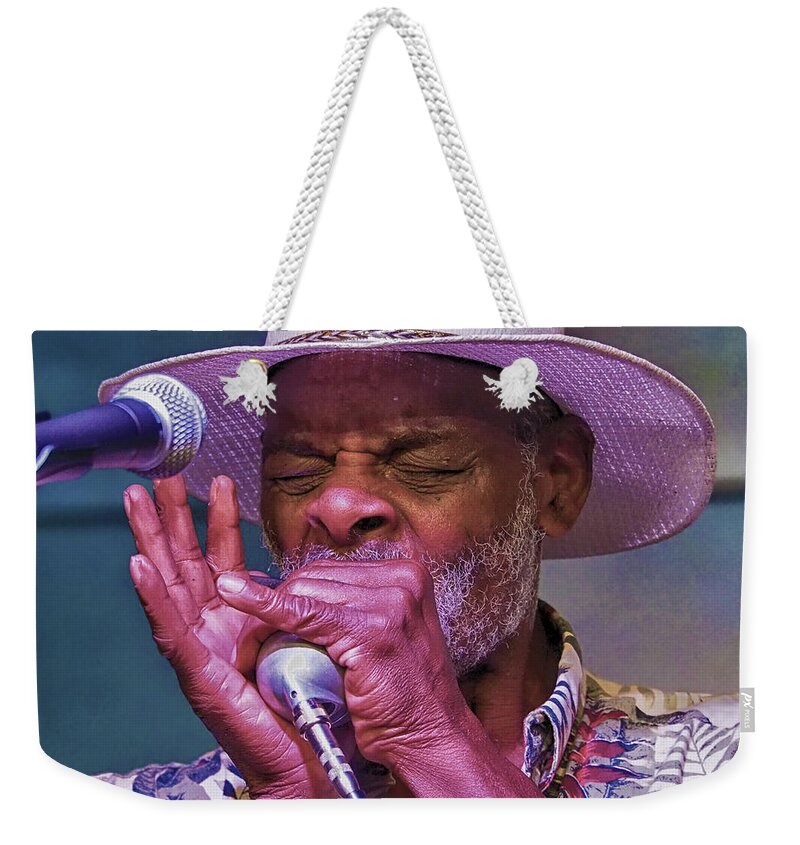 Blues Weekender Tote Bag featuring the photograph Blues Harp by C H Apperson
