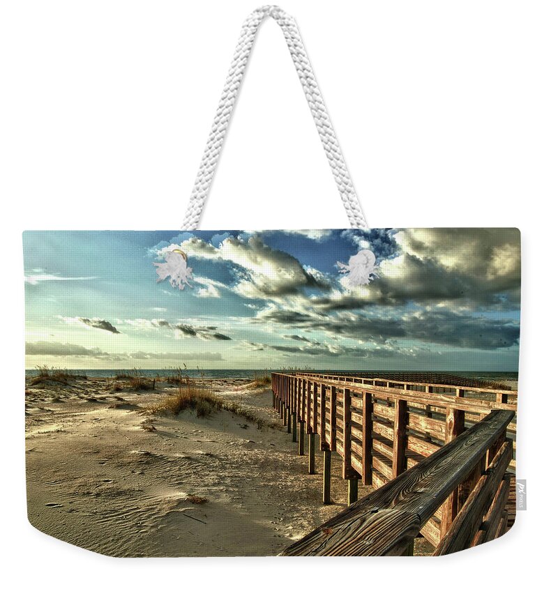 Alabama Photographer Weekender Tote Bag featuring the digital art Boardwalk on the Beach by Michael Thomas