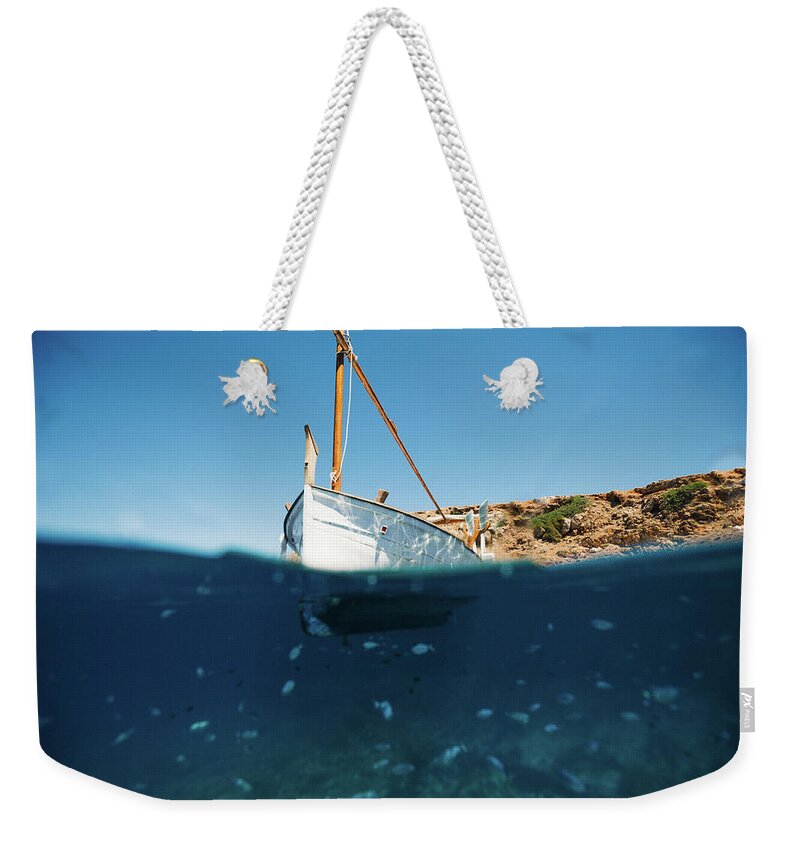 Calm Weekender Tote Bag featuring the photograph Boat I by Gemma Silvestre
