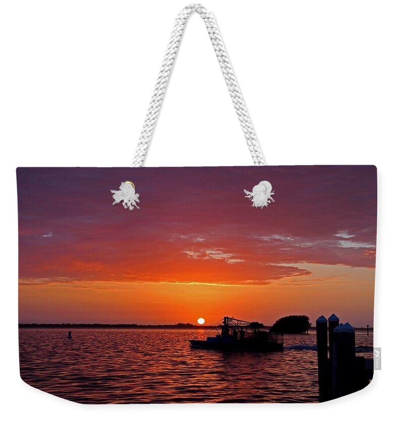 Pineland Weekender Tote Bag featuring the photograph Boaters by Michiale Schneider