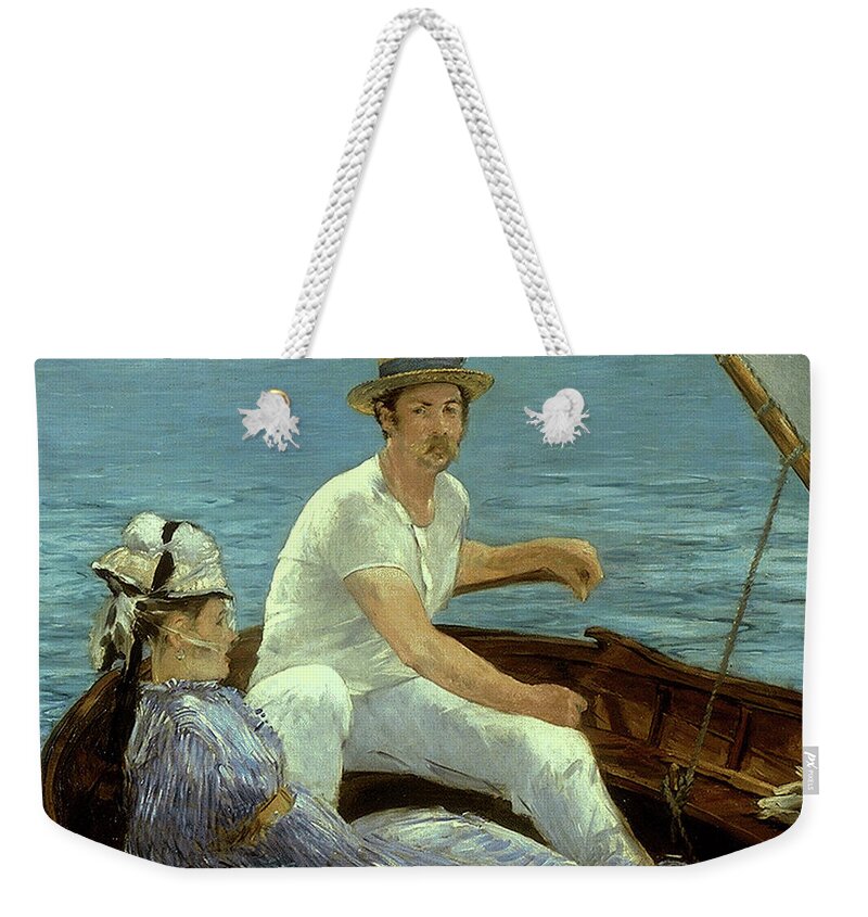 Boating Weekender Tote Bag featuring the painting Boating by MotionAge Designs