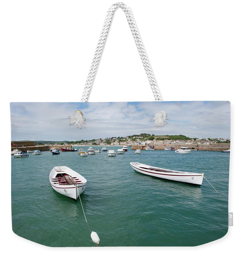 Helen Northcott Weekender Tote Bag featuring the photograph Boats in Habour by Helen Jackson