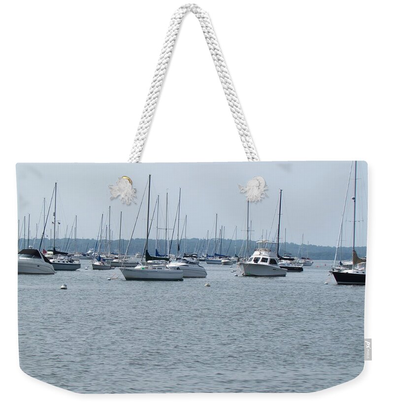 Northport Ny Weekender Tote Bag featuring the photograph Boats in Summer by East Coast Angel