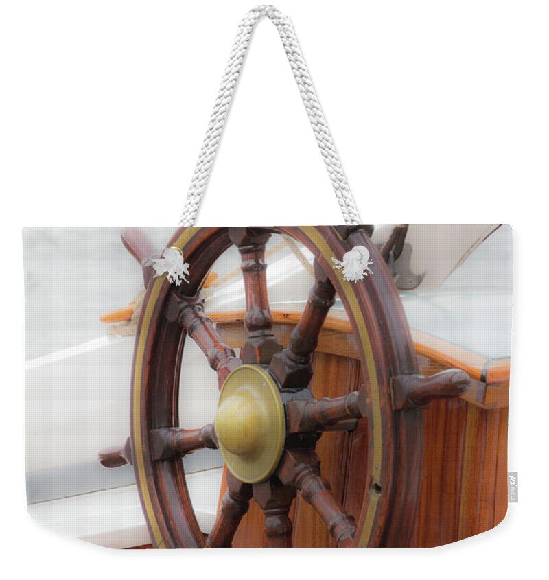 Copenhagen Weekender Tote Bag featuring the photograph Boat's wheel by Agnes Caruso