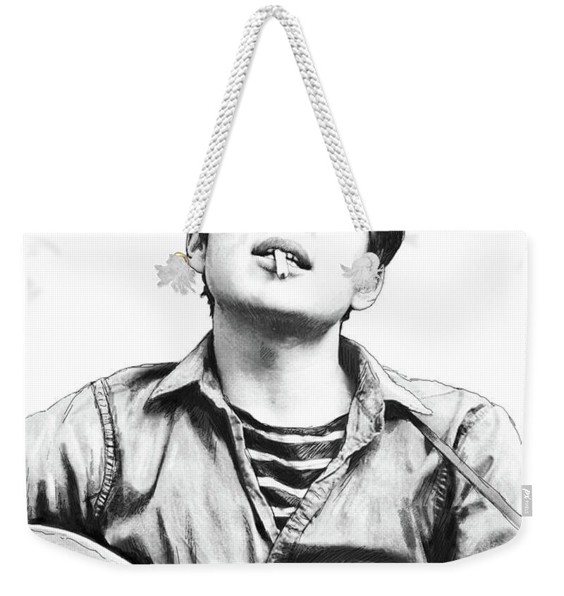 Bob Dylan Is An American Songwriter Weekender Tote Bag featuring the drawing Bob Dylan Drawing Art Poster by Kim Wang
