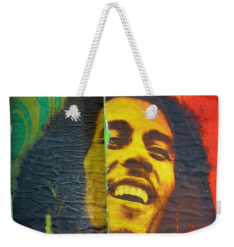 Bob Marley Weekender Tote Bag featuring the photograph Bob Marley door at Pickles USVI by Tamara Michael